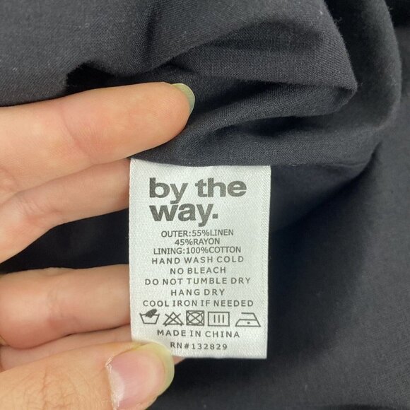 Revolve By the Way Women's Mini Dress Size S Black Ruffle Off the Shoulder Linen - Picture 6 of 9